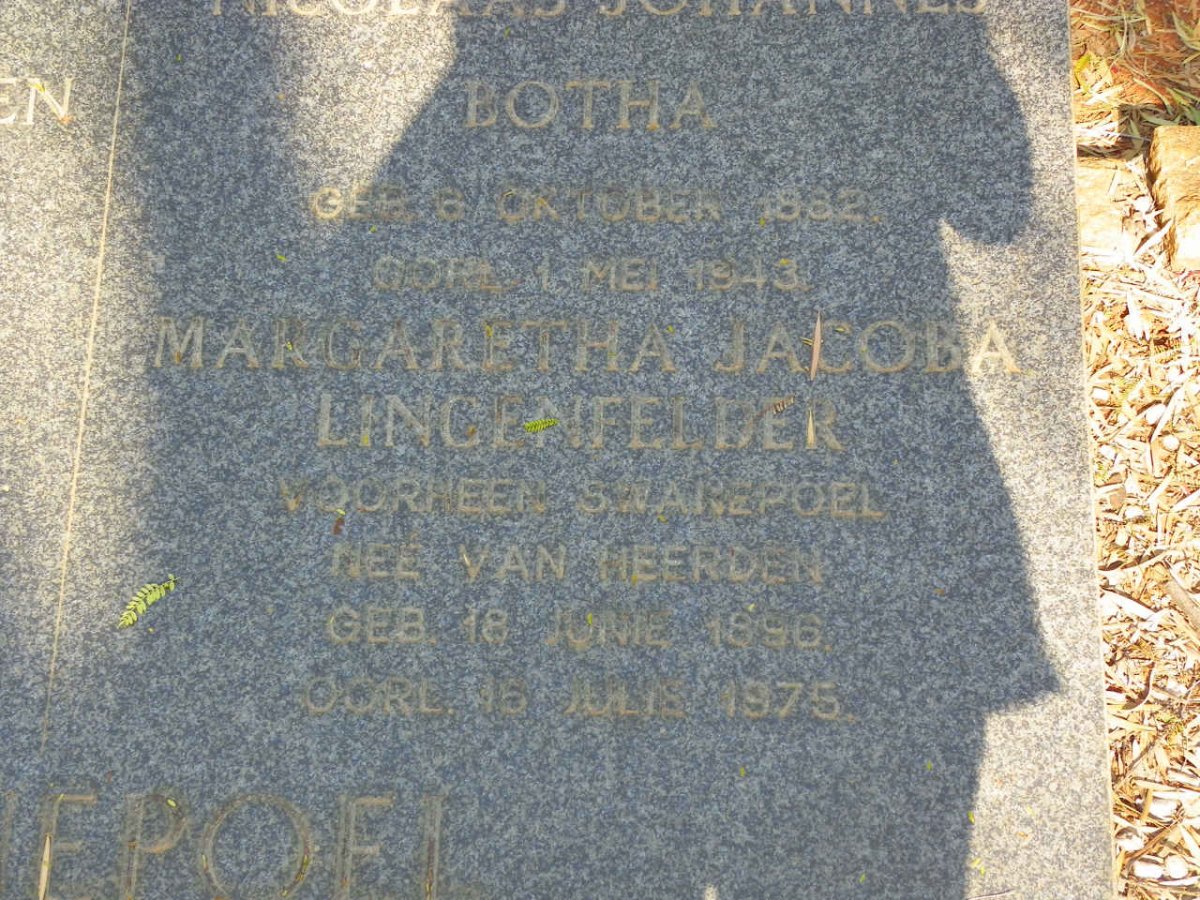 LINGENFELDER Margaretha Jacoba voorheen SWANEPOEL nee VAN HEERDEN 1896-1975