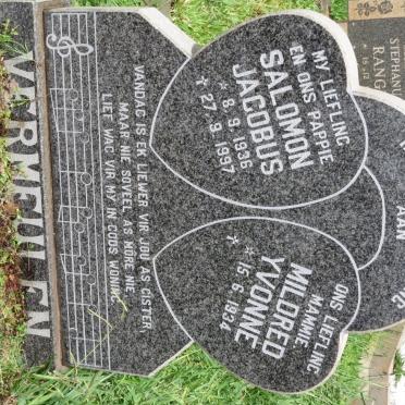 VERMEULEN Salomon Jacobus 1936-1997 &amp; Mildred Yvonne 1934-