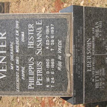 VENTER Philippus Petrus 1905-1968 &amp; Hester Susanna E. 1914-1997