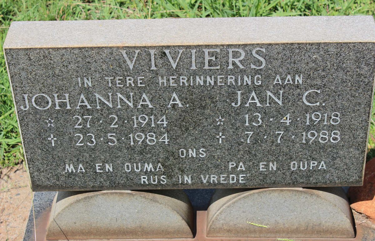 VIVIERS Jan C. 1918-1988 &amp; Johanna A. 1914-1984