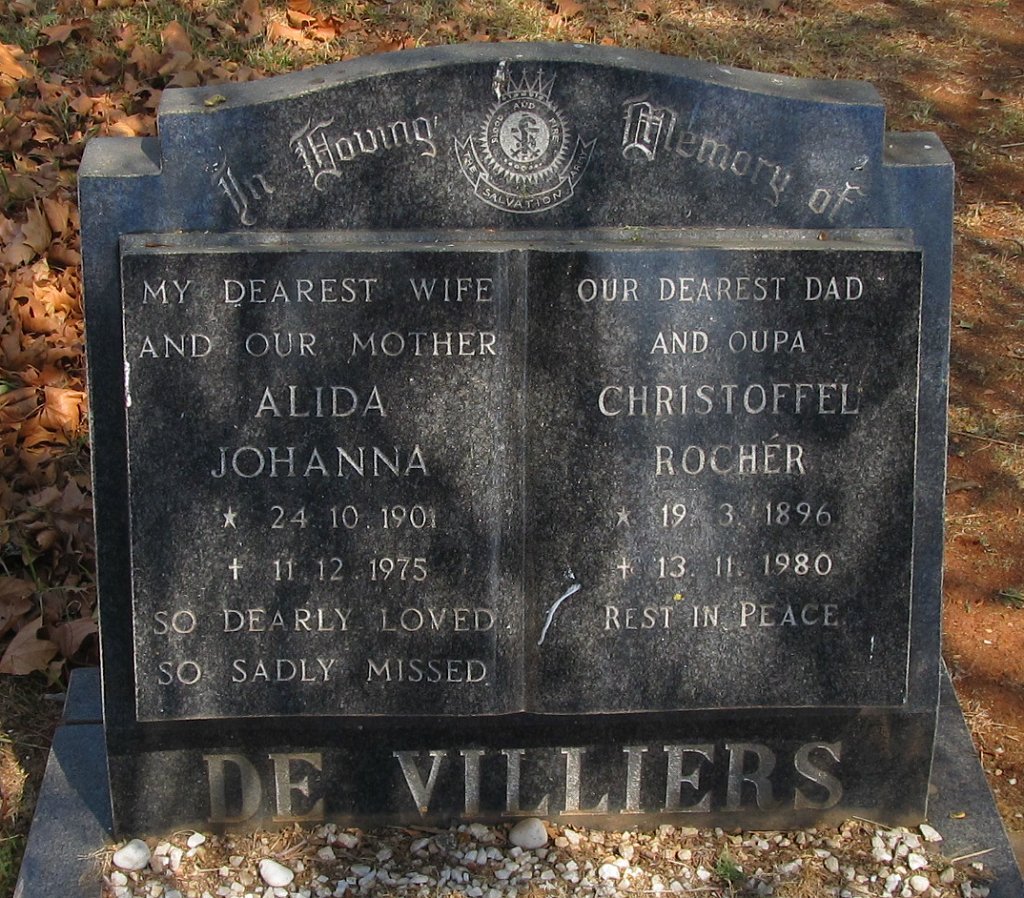 VILLIERS Christoffel Rocher, de 1896-1980 &amp; Alida Johanna 1901-1975