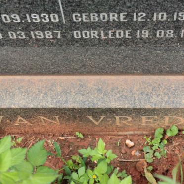 VREDEN Hendrik Petrus Johannes, van 1930-1987 &amp; Martha Susanna 1933-1987