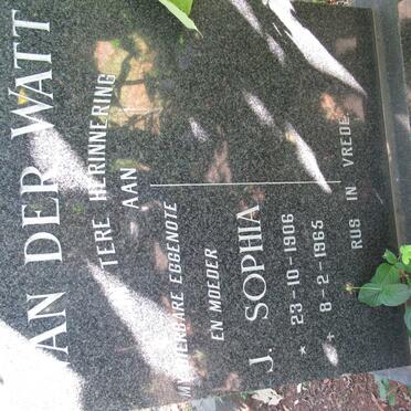 WATT J. Sophia, van der 1906-1965