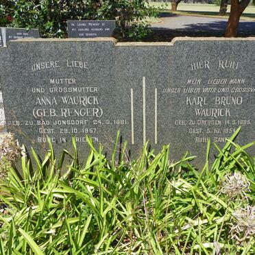 WAURICK Karl Bruno 1885-1954 &amp; Anna RENGER 1881-1957