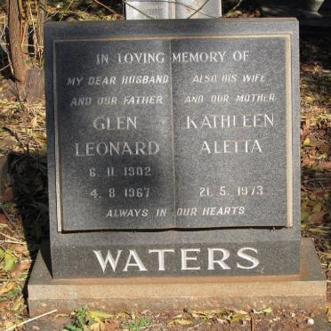 WATERS Glen Leonard 1902-1967 &amp; Kathleen Aletta -1973