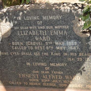 WARD Ernest Alfred 1875-1967 &amp; Elizabeth Emma GROVE 1869-1947