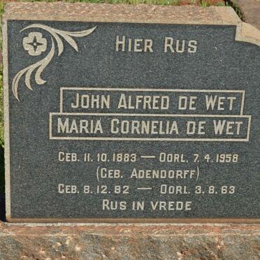 WET John Alfred, de 1883-1958 &amp; Maria Cornelia ADENDORFF 1882-1963