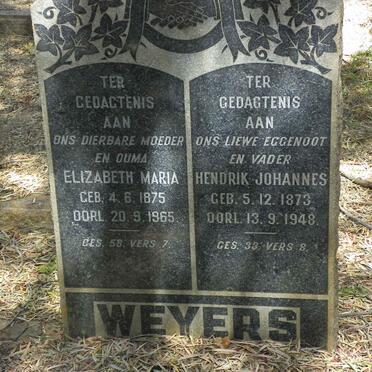 WEYERS Hendrik Johannes 1873-1948 &amp; Elizabeth Maria 1875-1965