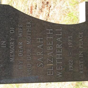 WETHERALL Sarah Elizabeth 1922-1973