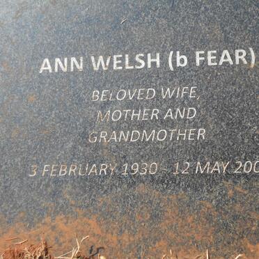 WELSH Ann nee FEAR 1930-2006