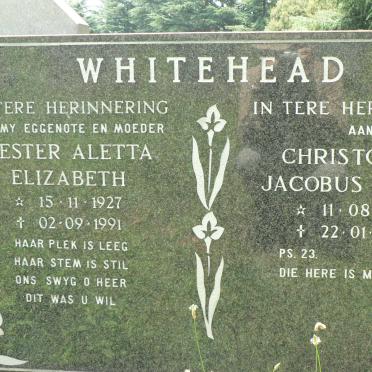 WHITEHEAD Christoffel Jacobus Jacobs 1920-2008 &amp; Hester Aletta Elizabeth 1927-1991