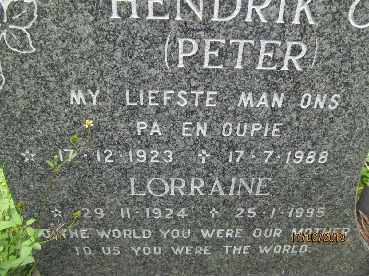 WILSENAGH Hendrik C. 1923-1988 &amp; Lorraine 1924-1995