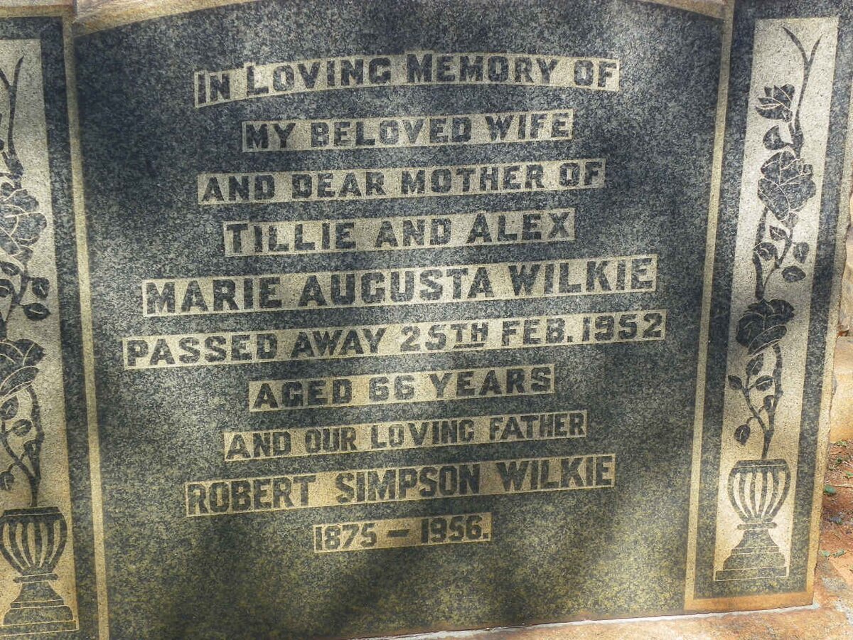 WILKIE Robert Simpson 1875-1956 :: WILKIE Marie Augusta -1952