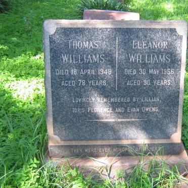WILLIAMS Thomas -1949 &amp; Eleanor -1956