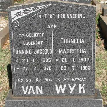 WYK Henning Jacobus, van 1905-1978 &amp; Cornelia Magretha 1907-1993