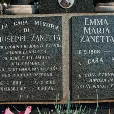 ZANETTA Giuseppe 1900-1962 &amp; Emma Maria 1908-2011
