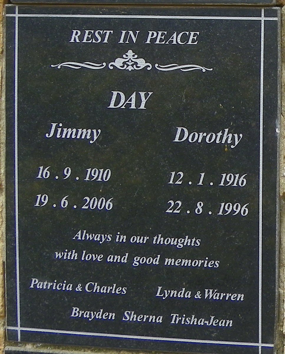DAY Jimmy 1910-2006 &amp; Dorothy 1916-1996