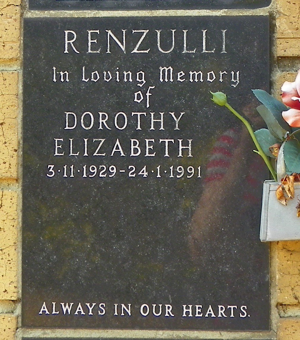 RENZULLI Dorothy Elizabeth 1929-1991