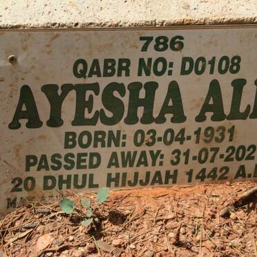 ALLI Ayesha 1931-2021
