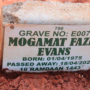 EVANS Mogamat Fazel 1975-2022
