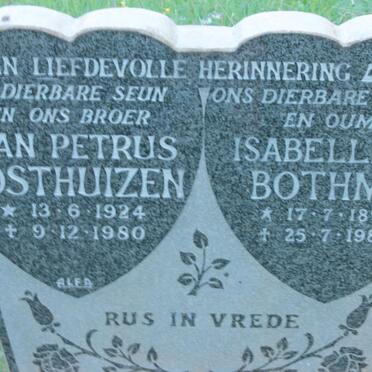 OOSTHUIZEN Jan Petrus 1924-1980 &amp; Isabella E. BOTHMA 1898-1989