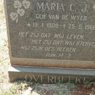 OVERBEEKE Maria C.J. nee VAN DE WYER 1908-1968