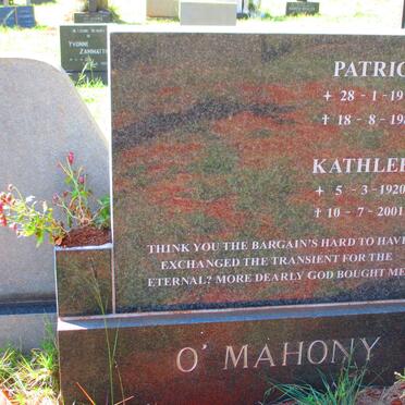 O'MAHONY Patrick 1918-1981 &amp; Kathleen 1920-2001
