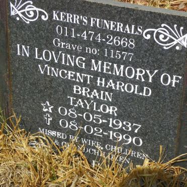 TAYLOR Vincent Harold Brain 1937-1990
