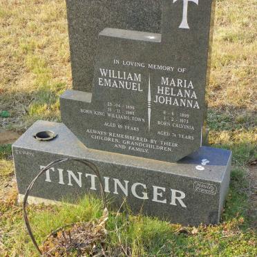 TINTINGER William Emanuel 1896-1965 &amp; Maria Helana Johanna 1899-1973
