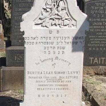 SIMON Bertha Leah nee LEVY -1911