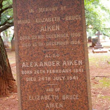 AIKEN Alexander 1861-1941 &amp; Maude Elizabeth Bruce 1865-1954 :: AIKEN Maud Elizabeth Bruce 1903-1904