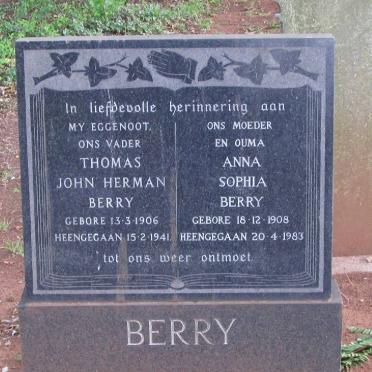BERRY Thomas John Herman 1906-1941 &amp; Anna Sophia 1908-1983