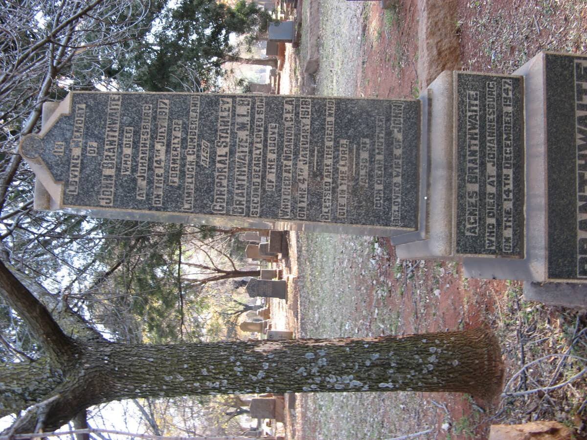 BRANTHWAITE John -1917 :: BRANTHWAITE Stanley -1918 :: BRANTHWAITE Agnes -1947