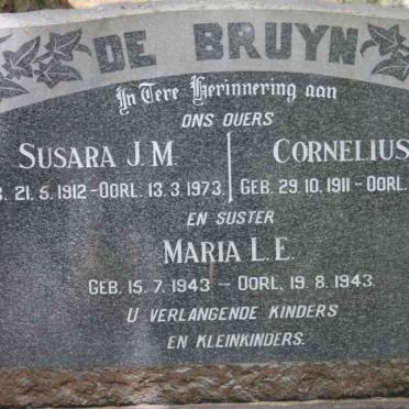 BRUYN Cornelius A., de 1911-1956 &amp; Susara J.M. 1912-75 :: DE BRUYN Maria L.E. 1943-1943