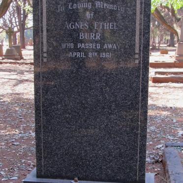 BURR Agnes Ethel -1961