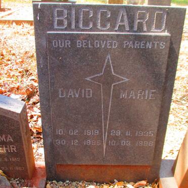 BICCARD David 1919-1985 & Marie 1935-1986