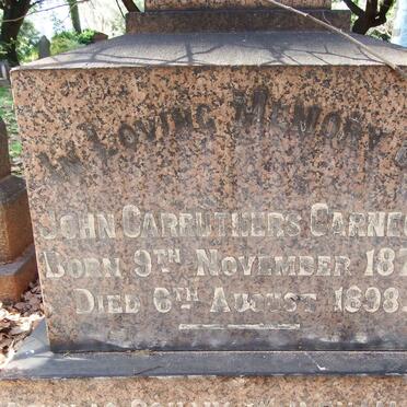 CARNEGY John Carruthers 1872-1898