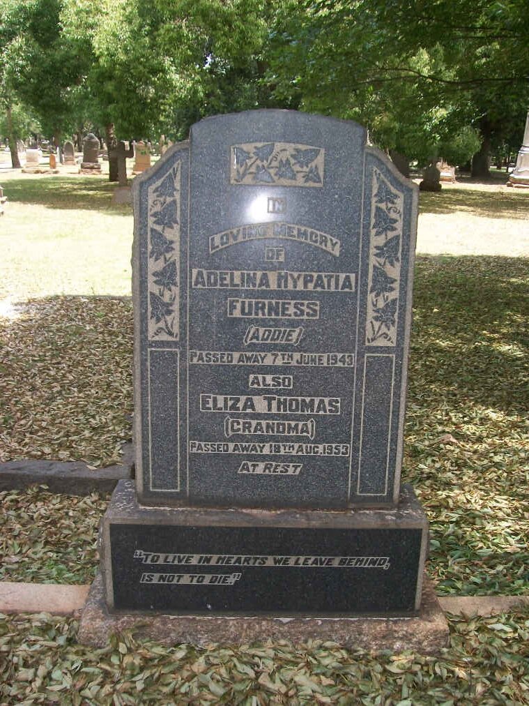 FURNESS Adelina Hypatia -1943 :: THOMAS Eliza -1953