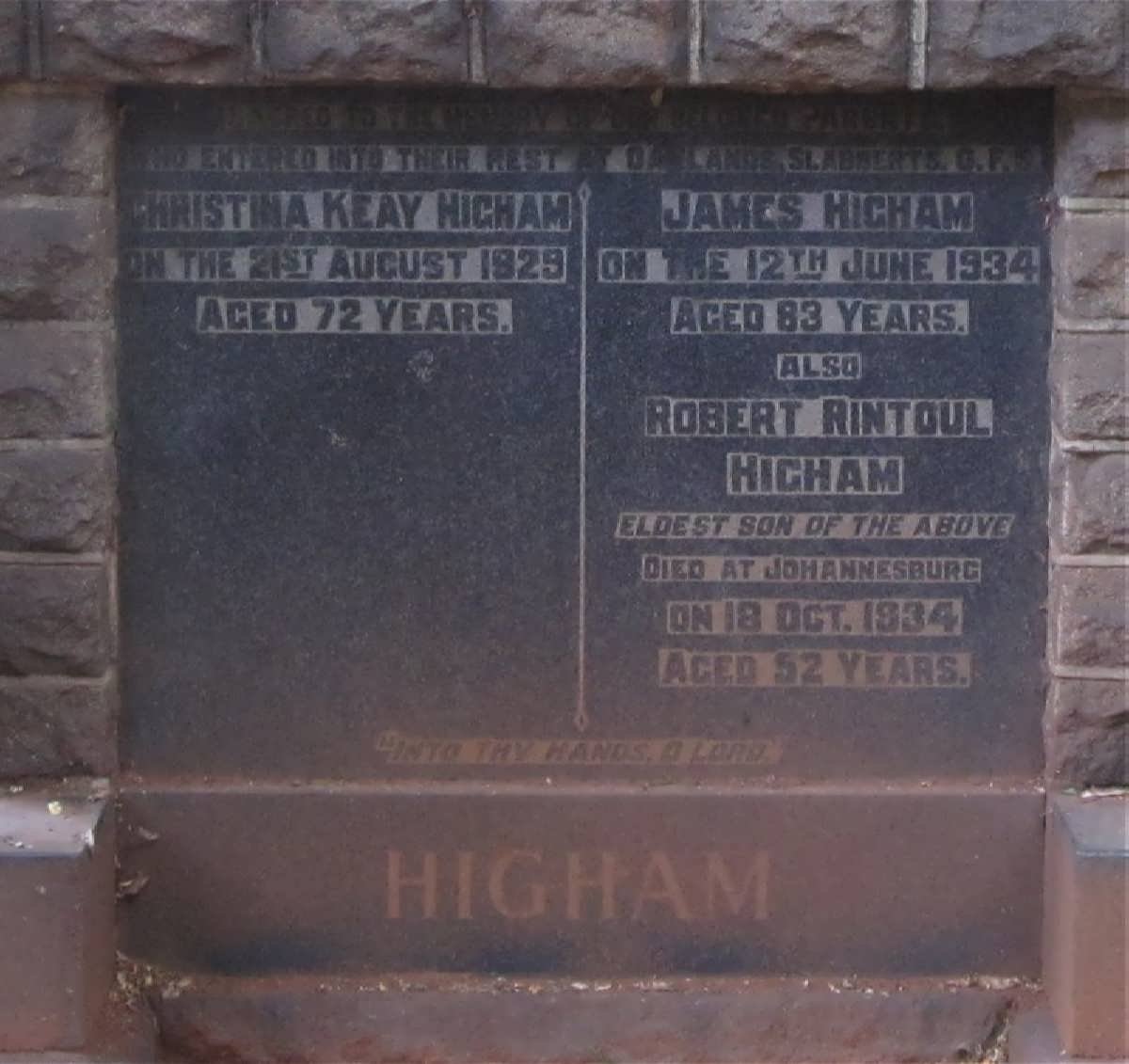HIGHAM James -1934 &amp; Christina Keay -1929 :: HIGHAM Robert Rintoul -1924