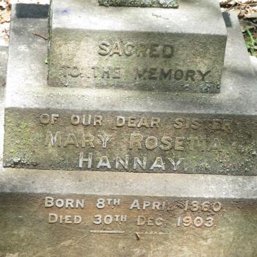 HANNAY Mary Rosetta 1860-1903