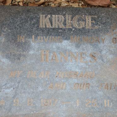 KRIGE Hannes 1917-1980