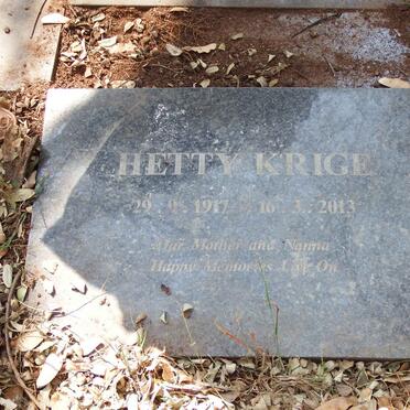 KRIGE Hetty 1917-2013