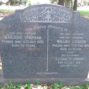LONDON William -1951 &amp; Elizabeth -1958 :: SPARHAM Marjorie -1952