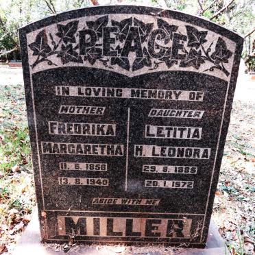 MILLER Fredrika Margaretha 1856-1940 :: MILLER Letitia H. Leonora 1885-1972