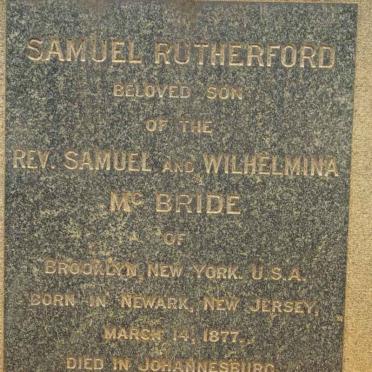 McBRIDE Samuel Rutherford 1877-1904