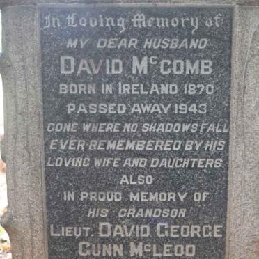 McCOMB David 1870-1943 :: McLEOD David George Gunn -1945
