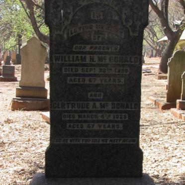 McDONALD William H. -1906 &amp; Gertrude A. -1925