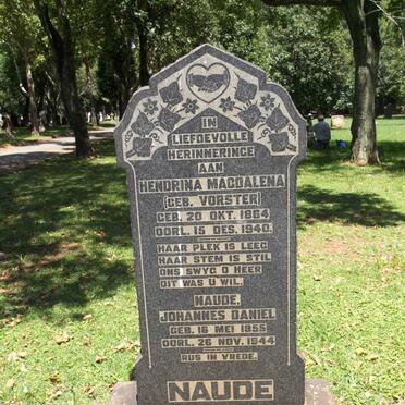 NAUDE Johannes Daniel 1855-1944 & Hendrika Magdalena VORSTER 1864-1940