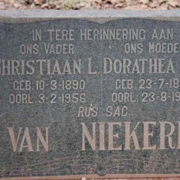 NIEKERK Christiaan L., van 1890-1956 &amp; Dorathea J.J. 1893-1942