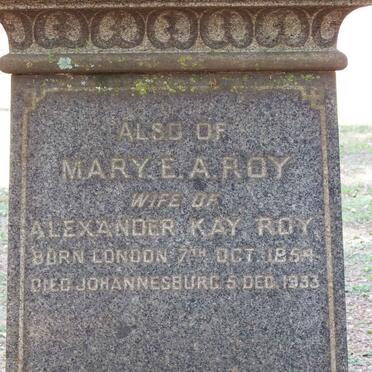 ROY Alexander Kay 1848-1902 & Mary E.A. 1854-1933 :: ROY George Herbert 1883-1922_2